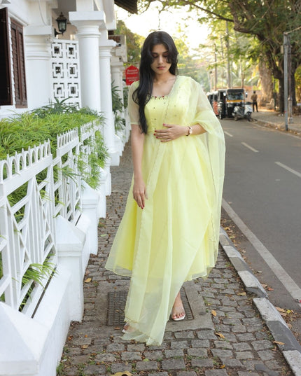 EC118 | Lemon Yellow Anarkali