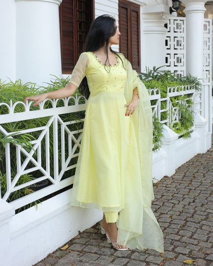 EC118 | Lemon Yellow Anarkali